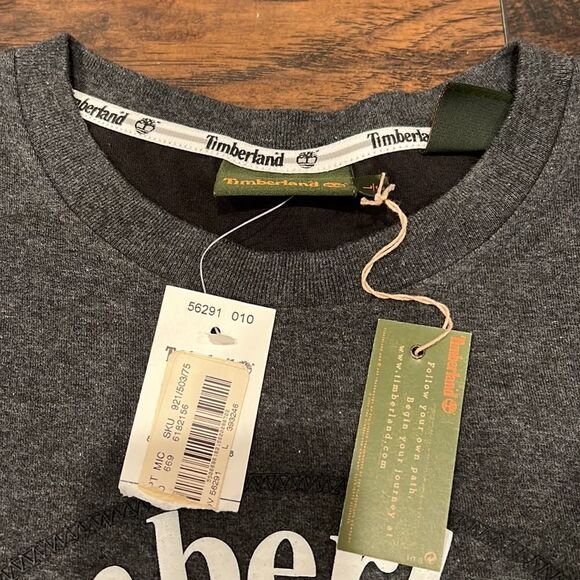 NOS Timberland camp logo spell out on chest long sleeve shirt size L NWT - Picture 6 of 11
